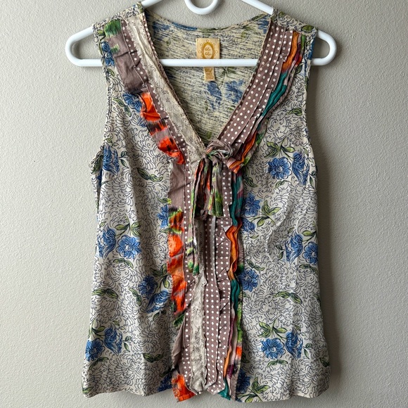 Anthropologie Tops - Anthropologie Rio Ras silk ribbon floral top